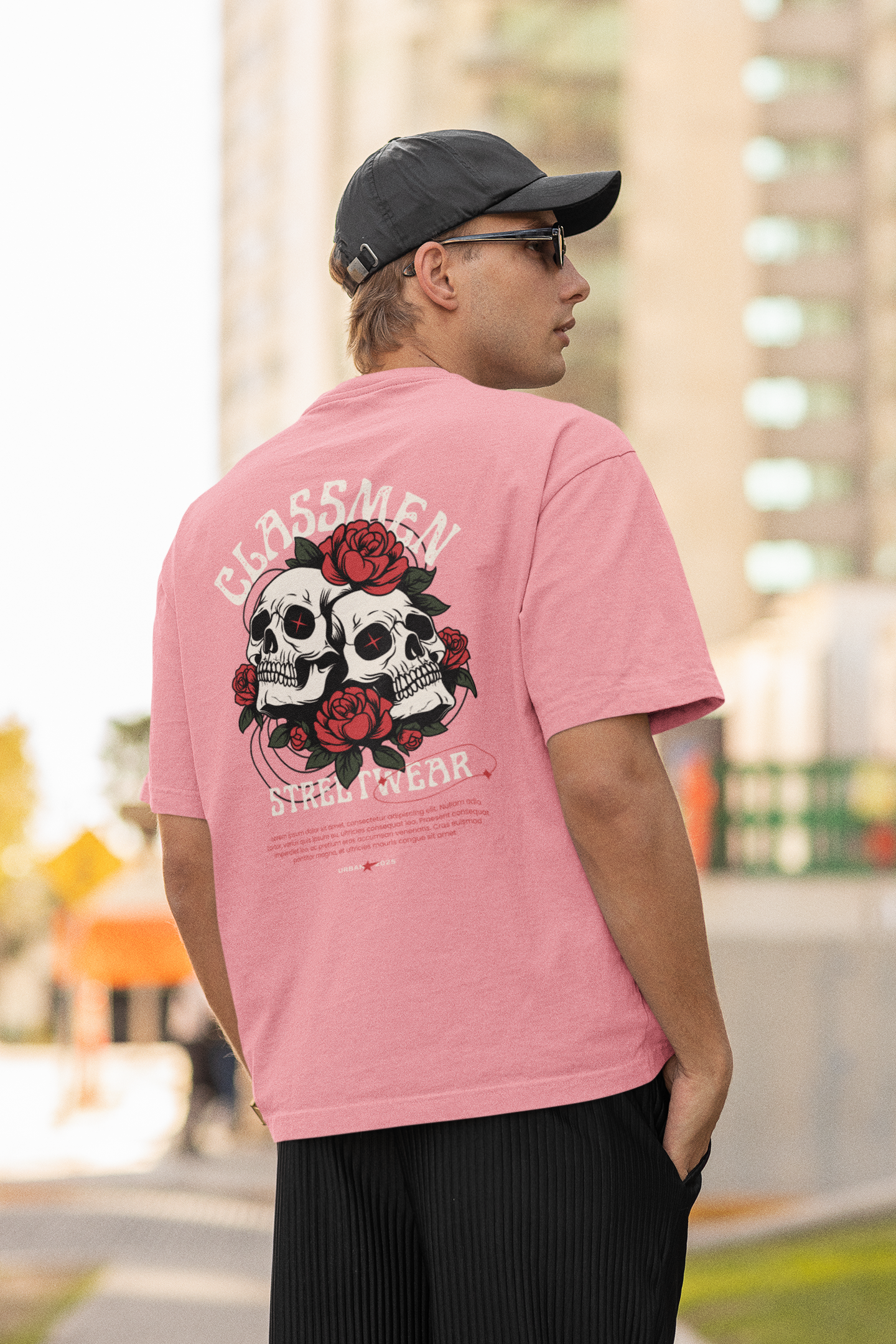 CAMISETA OVERSIZE -SKULL & ROSES-